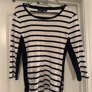 Tommy Hilfiger Black and White Striped Long Sleeve Top